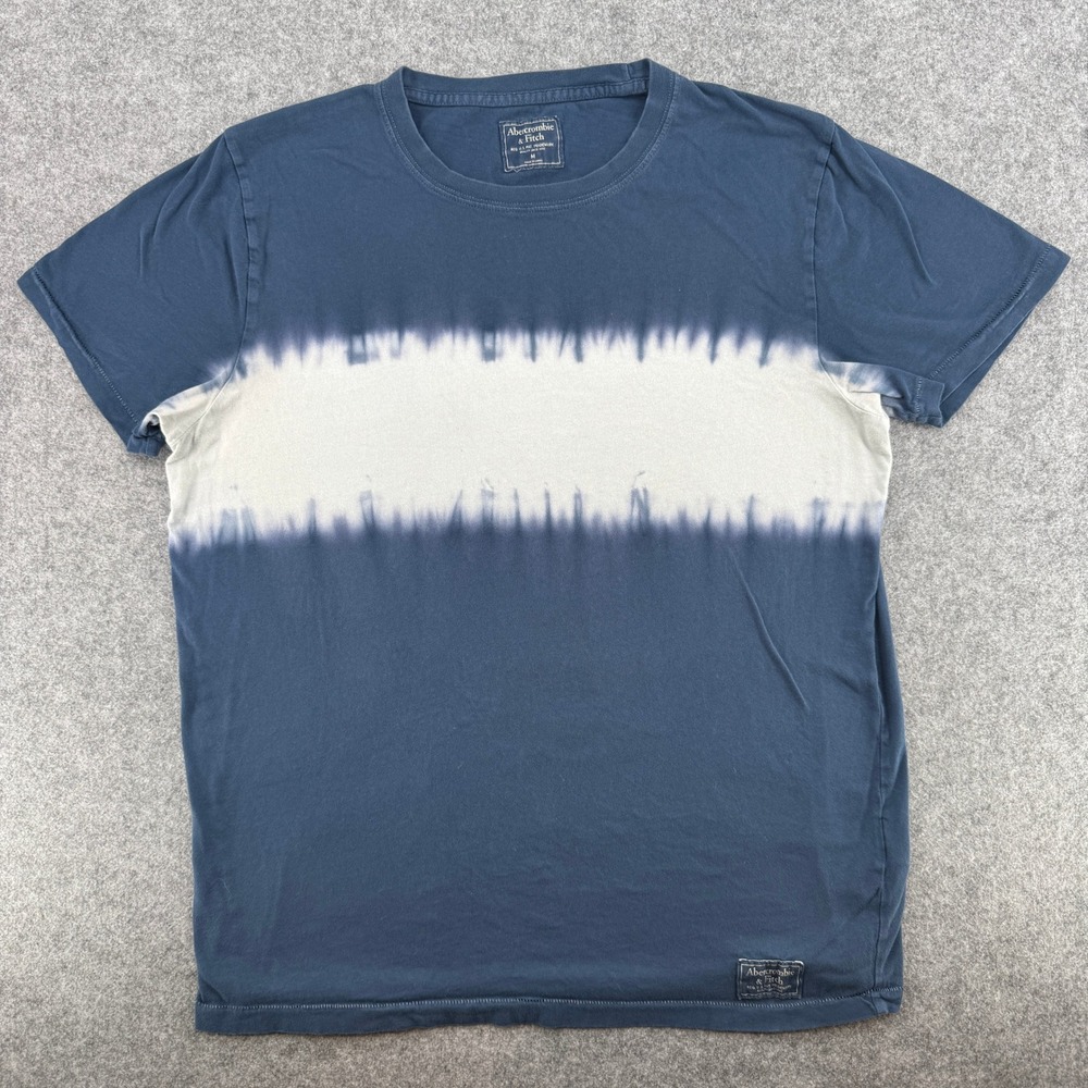 VTG Y2K Abercrombie & Fitch T-Shirt Mens Medium Dip Dye Navy Blue White EUC